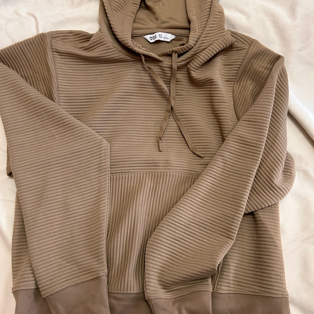 DSG Ribbed Hoodie in Taupe Beige